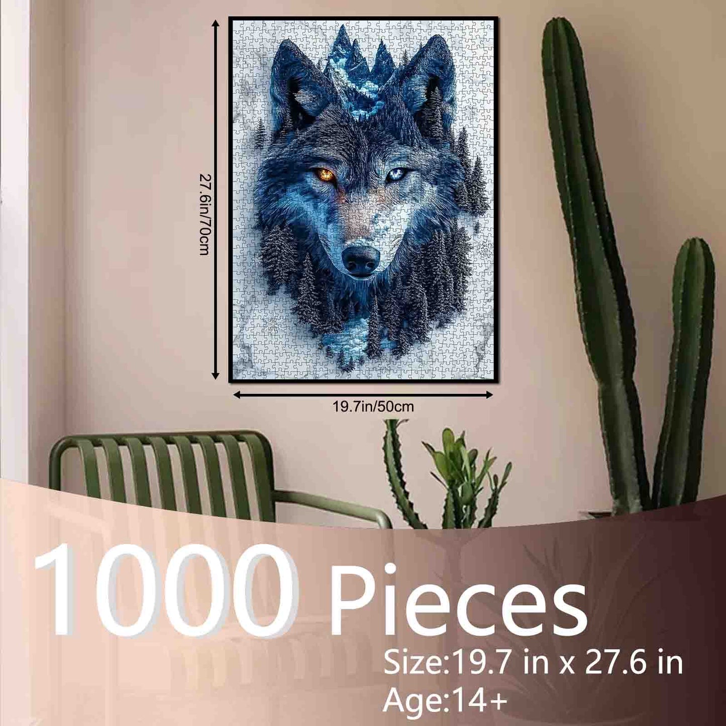 Mystic Blue Wolf Forest Portrait Jigsaw Puzzle