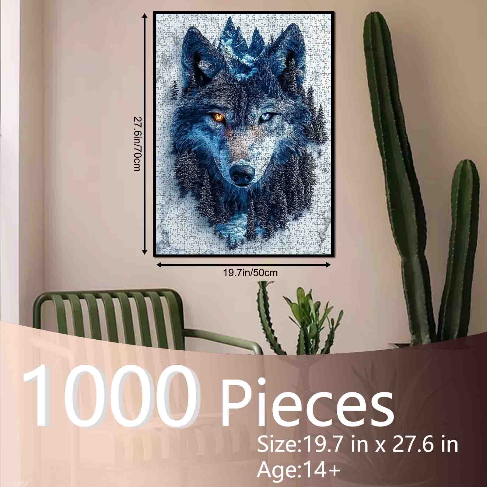 Mystic Blue Wolf Forest Portrait Jigsaw Puzzle
