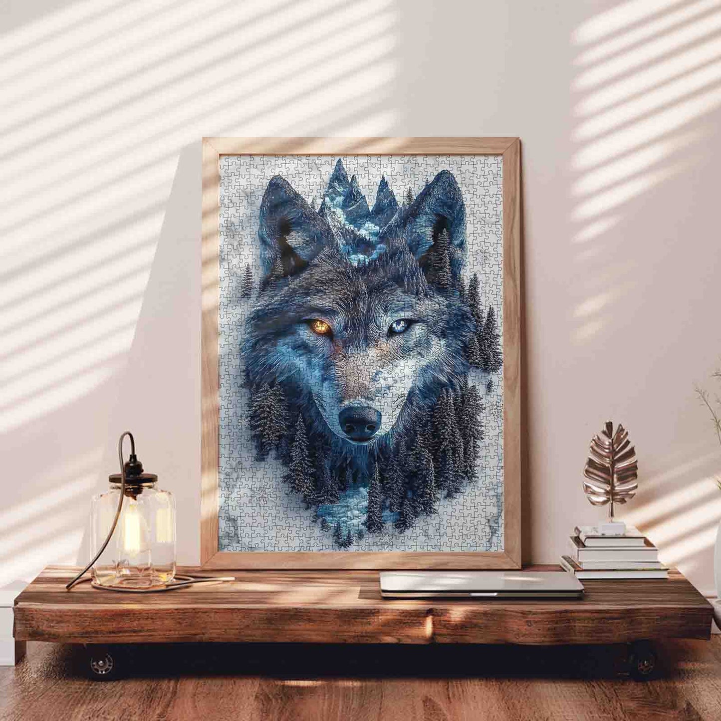 Mystic Blue Wolf Forest Portrait Jigsaw Puzzle