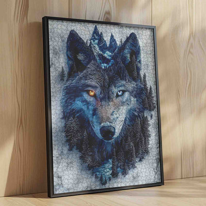 Mystic Blue Wolf Forest Portrait Jigsaw Puzzle