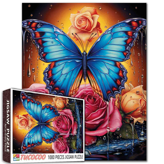 Mystical Butterfly and Roses Jigsaw Puzzle