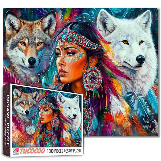 Native Spirit and Wolves Jigsaw Puzzle