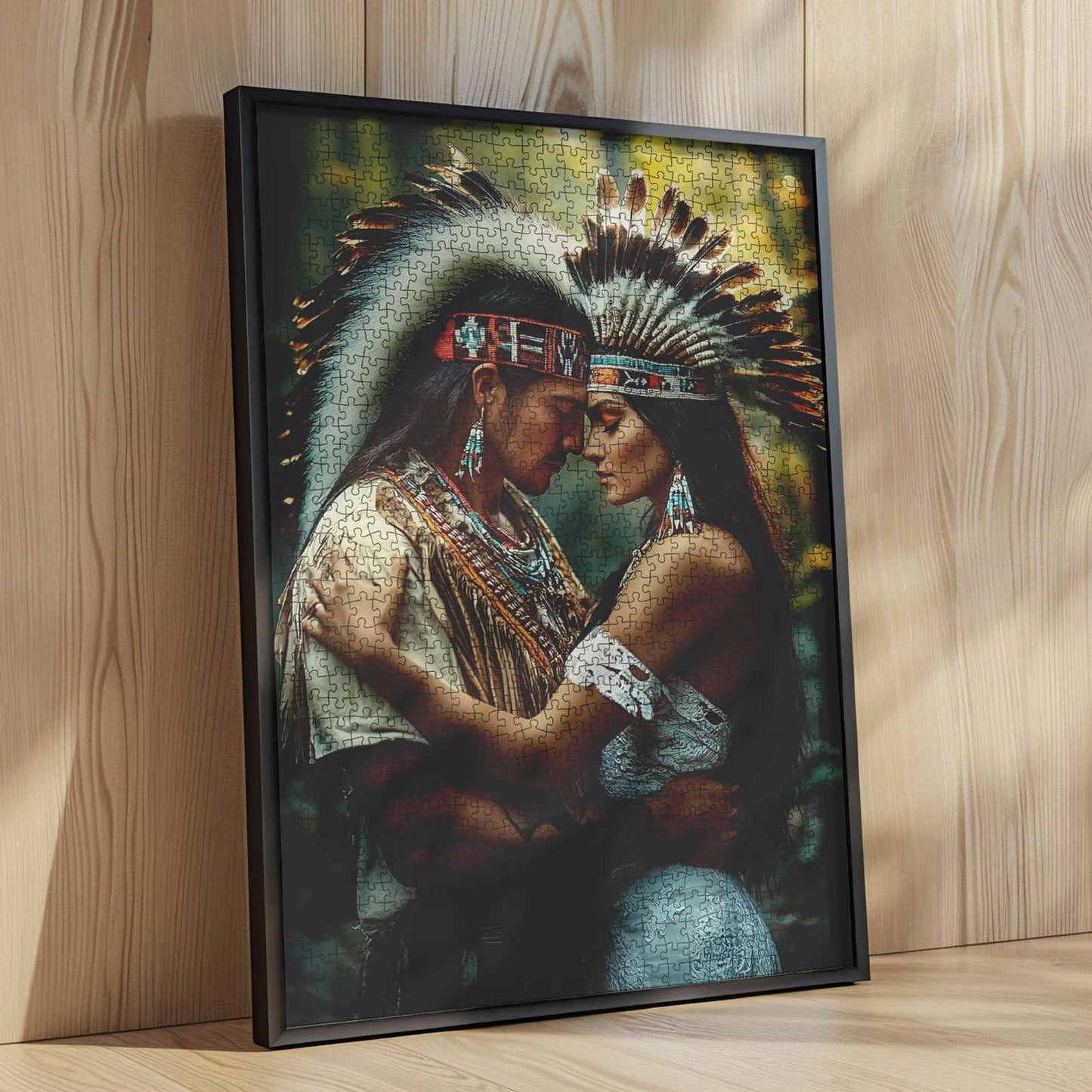 Native couple in traditional headdress Jigsaw Puzzle