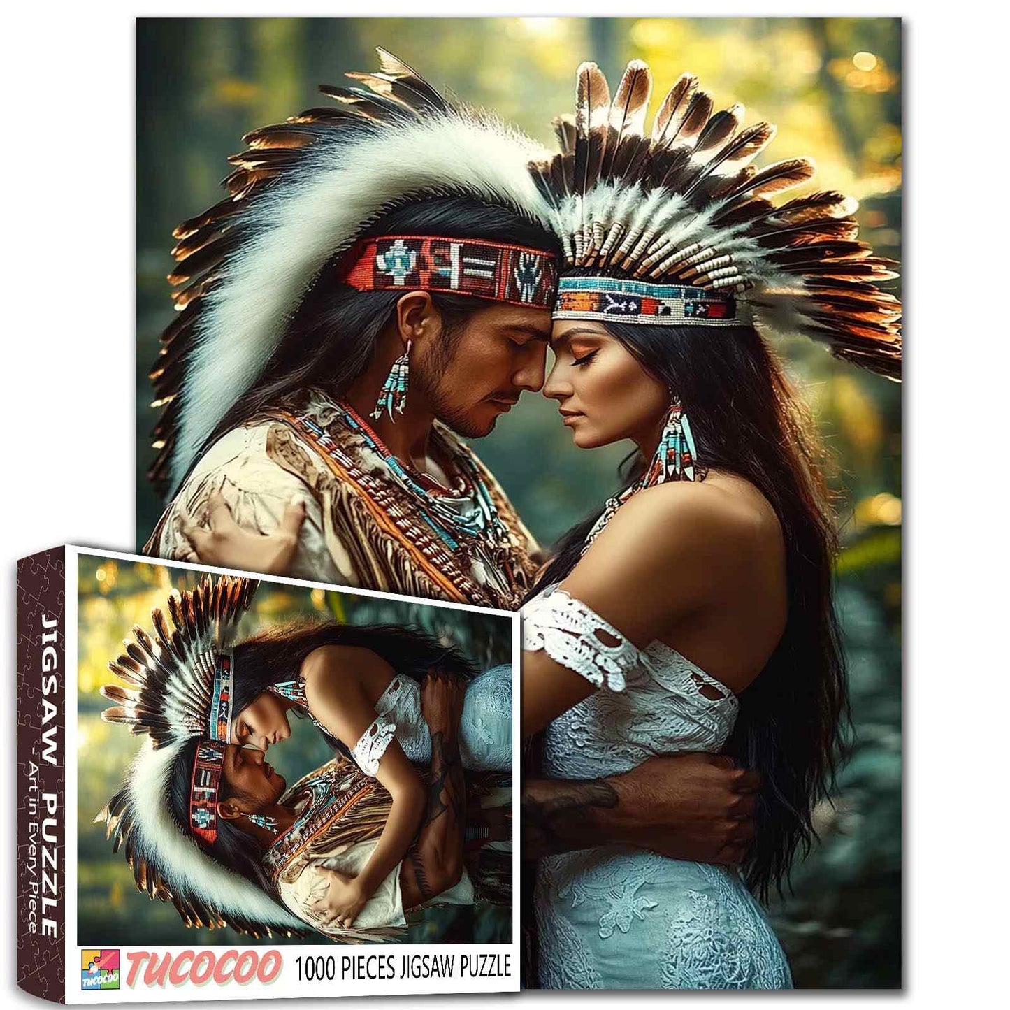 Native couple in traditional headdress Jigsaw Puzzle