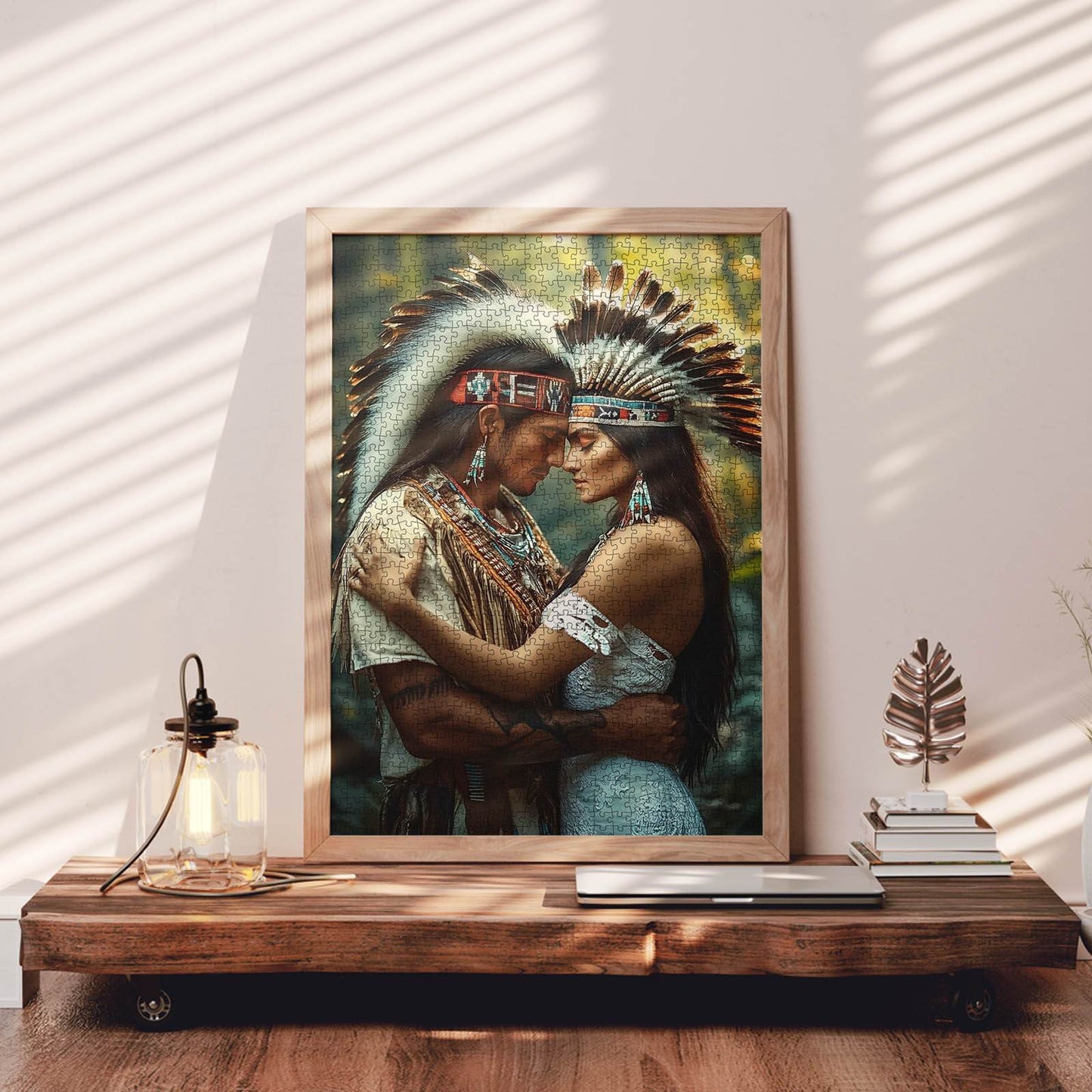 Native couple in traditional headdress Jigsaw Puzzle