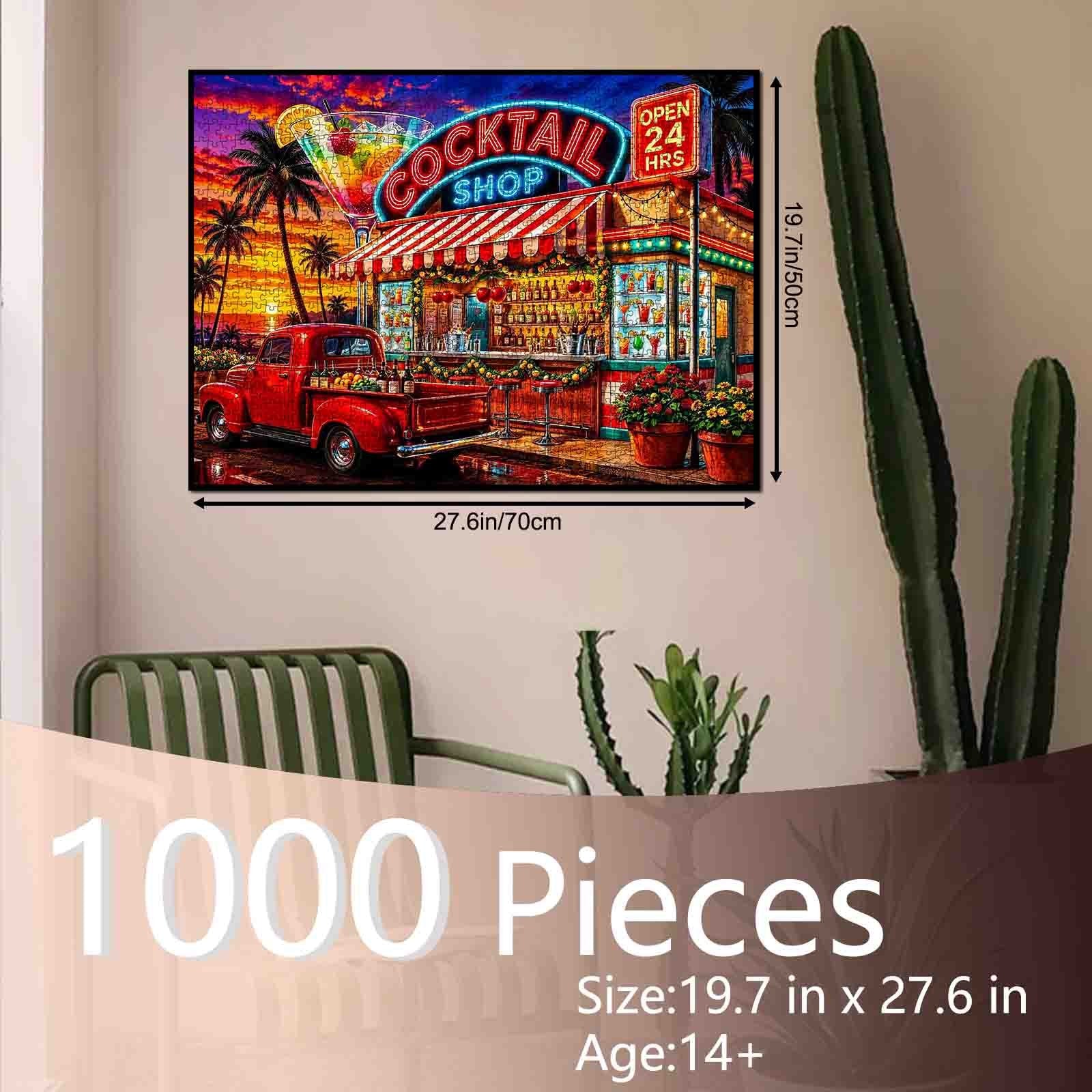 Neon Cocktail Sunset Bar Jigsaw Puzzle – Tucocoo