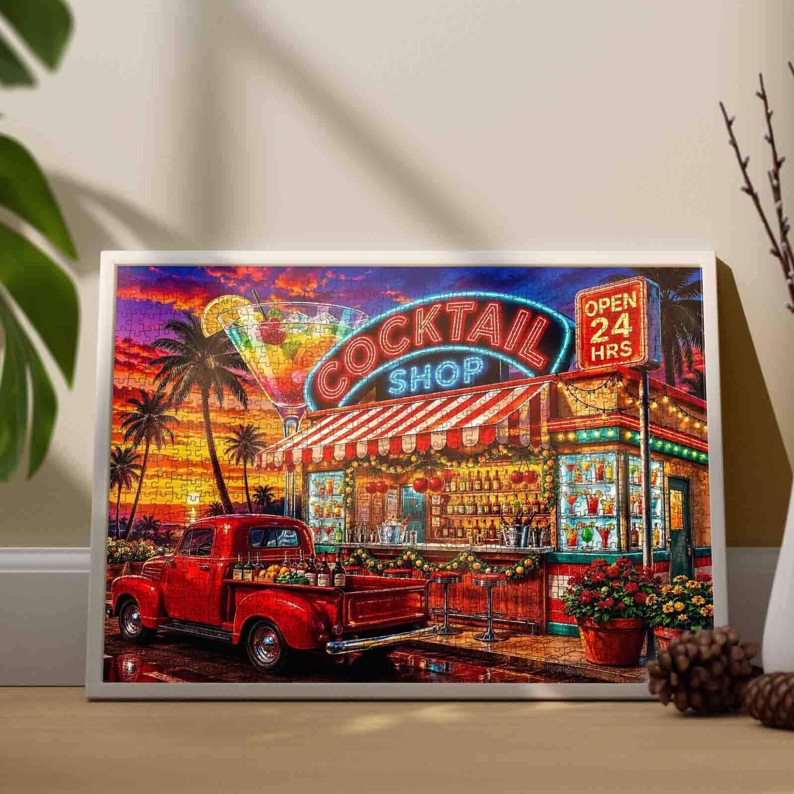 Neon Cocktail Sunset Bar Jigsaw Puzzle – Tucocoo