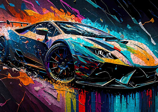 Neon Speed Supercar Art Jigsaw Puzzle