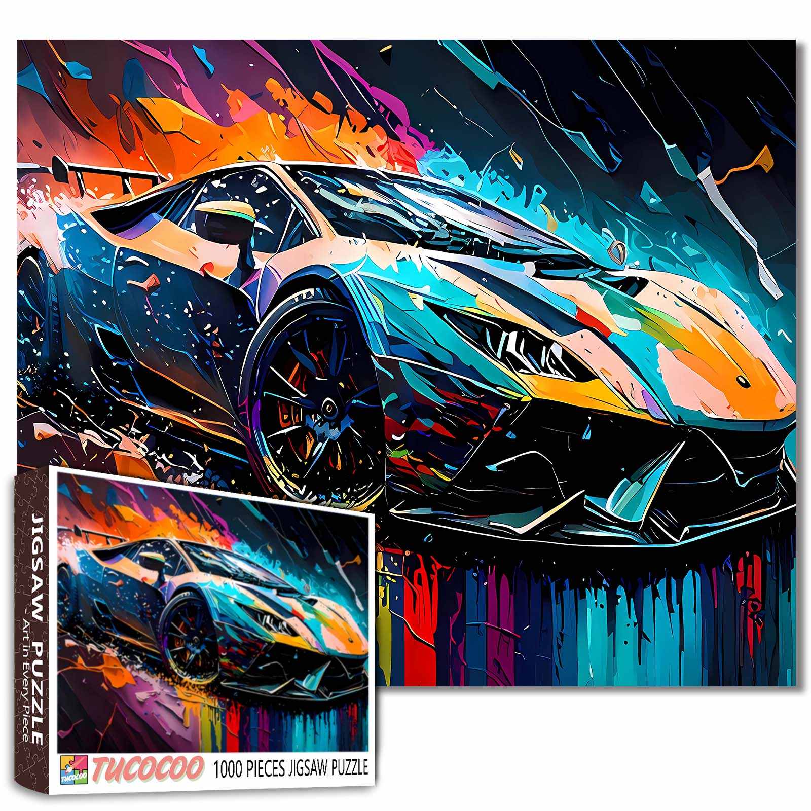 Neon Speed Supercar Art Jigsaw Puzzle