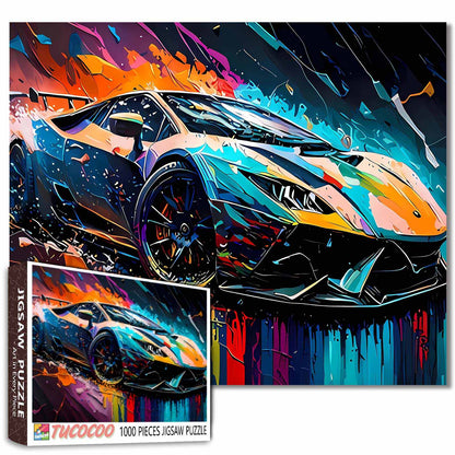 Neon Speed Supercar Art Jigsaw Puzzle
