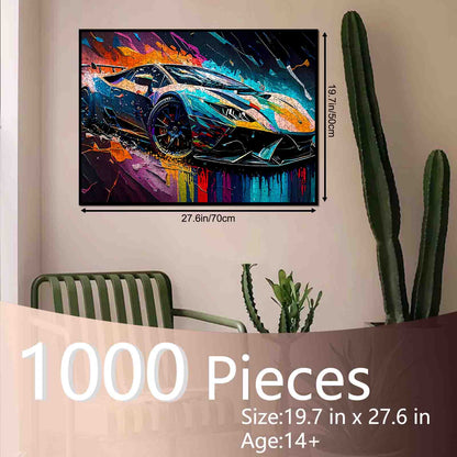 Neon Speed Supercar Art Jigsaw Puzzle