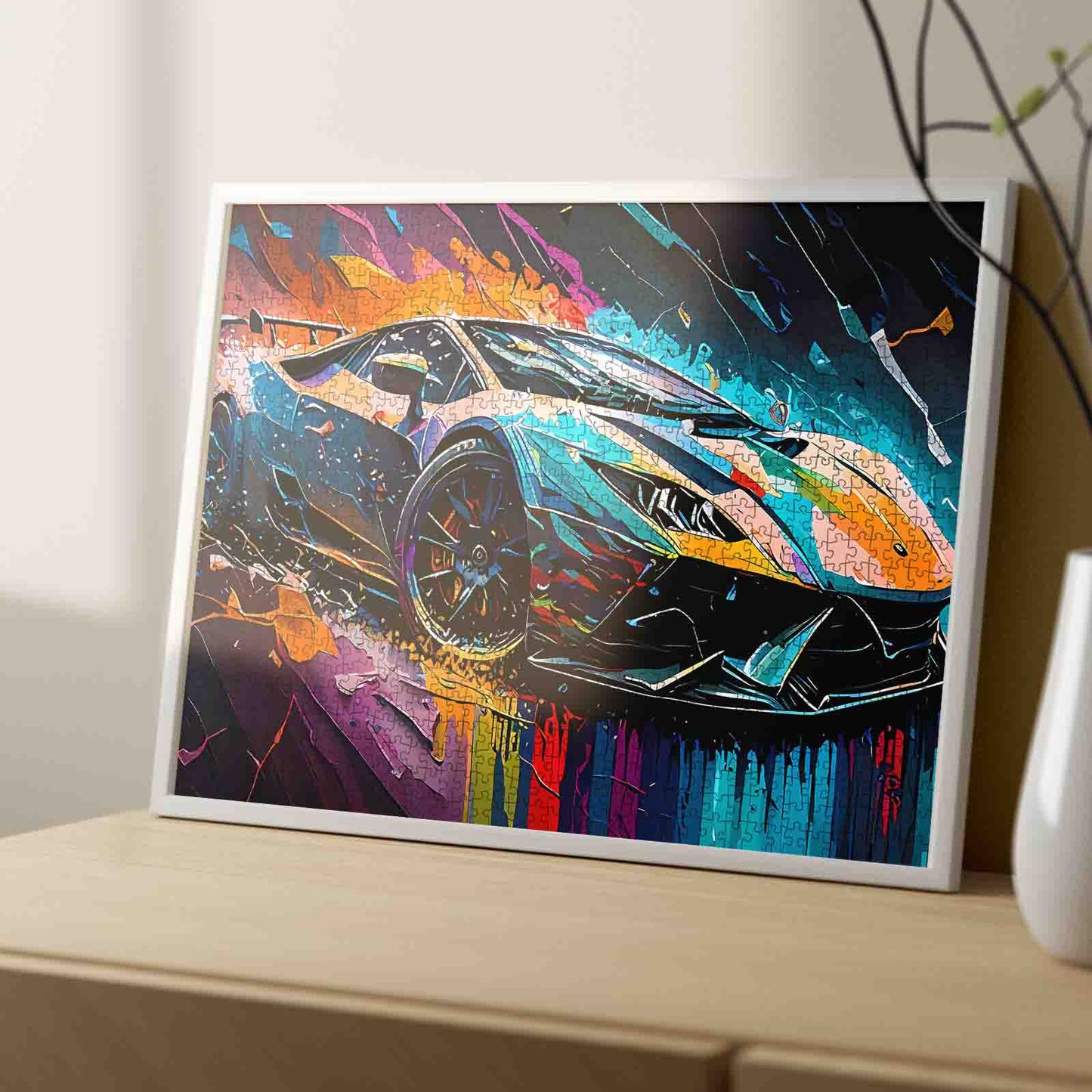 Neon Speed Supercar Art Jigsaw Puzzle