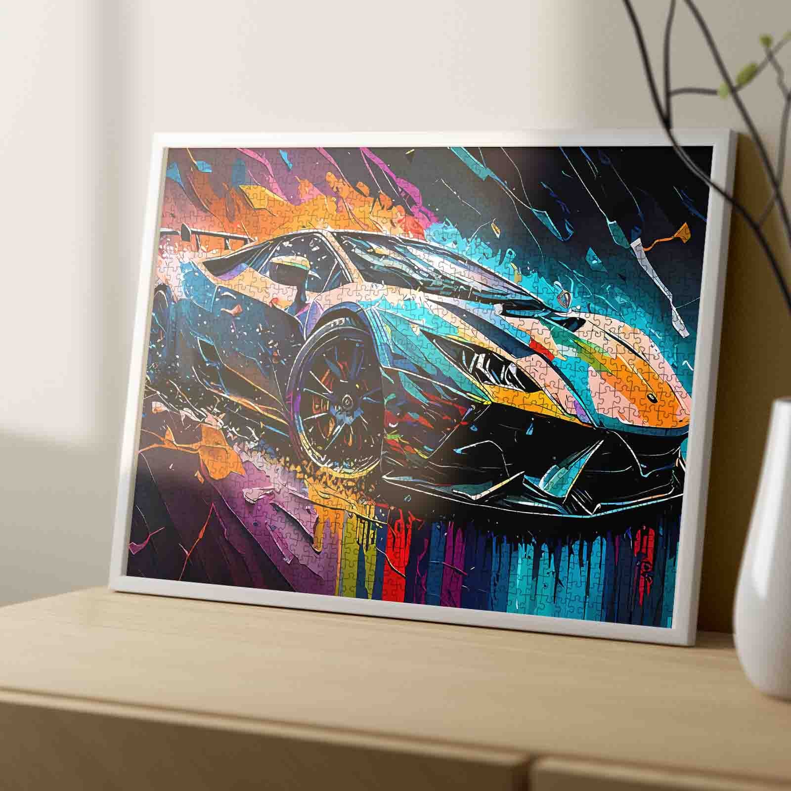 Neon Speed Supercar Art Jigsaw Puzzle