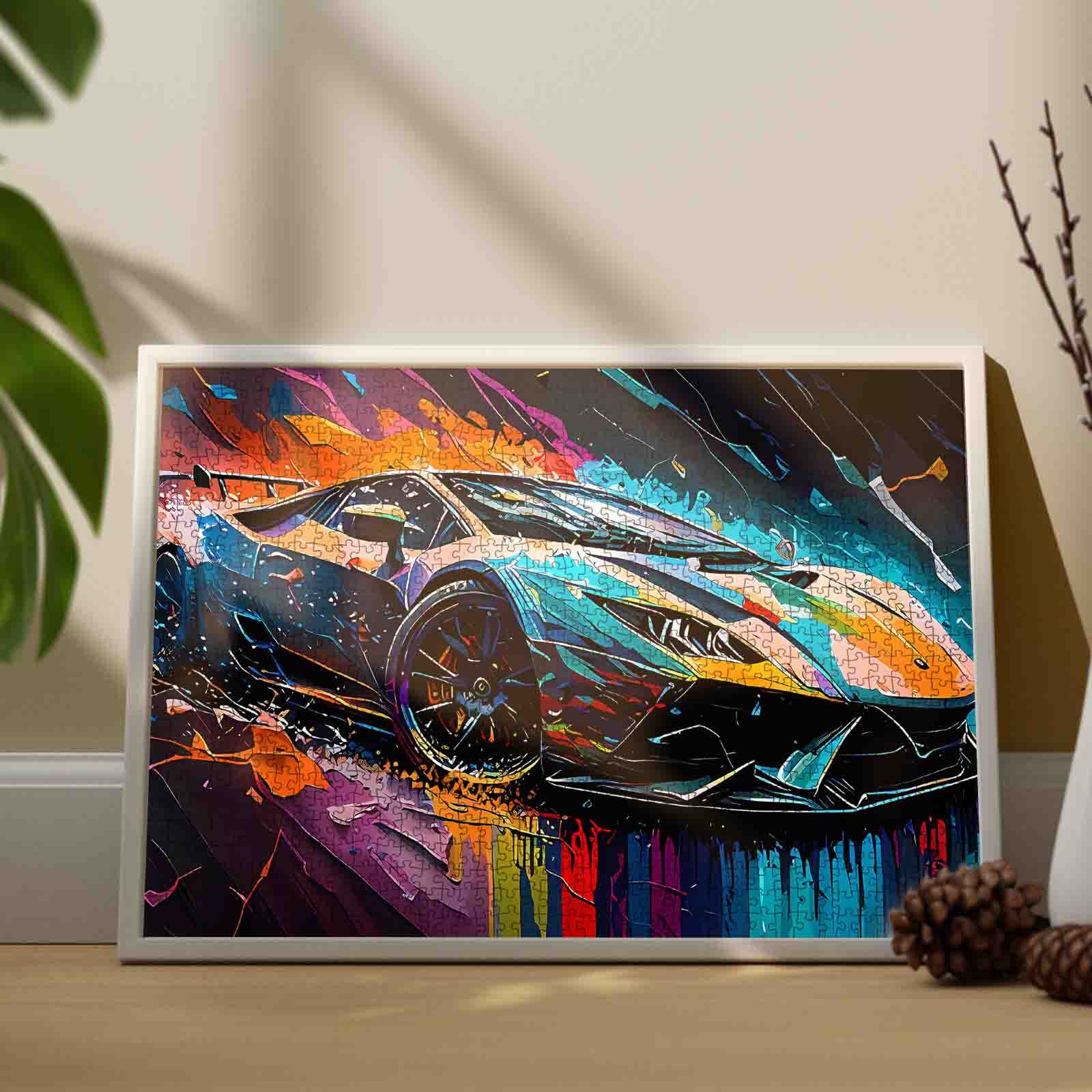 Neon Speed Supercar Art Jigsaw Puzzle