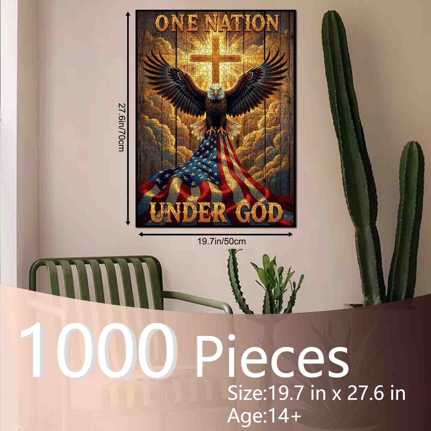 One Nation Under God Eagle American Flag Jigsaw Puzzle