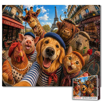 Paris Animal Friends Selfie Jigsaw Puzzle