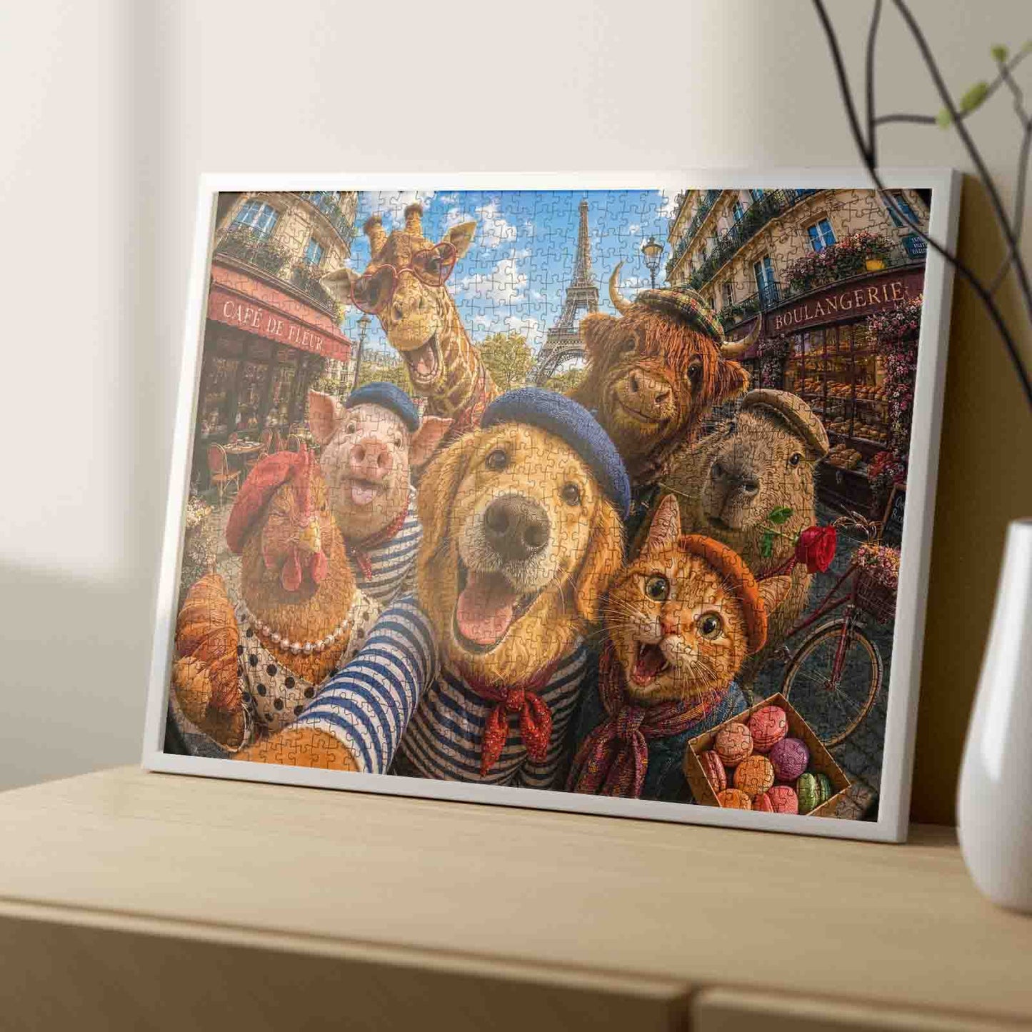 Paris Animal Friends Selfie Jigsaw Puzzle