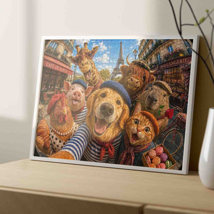 Paris Animal Friends Selfie Jigsaw Puzzle