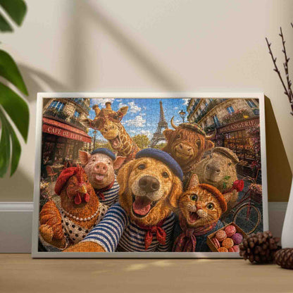 Paris Animal Friends Selfie Jigsaw Puzzle
