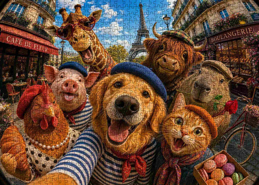 Paris Animal Friends Selfie Jigsaw Puzzle