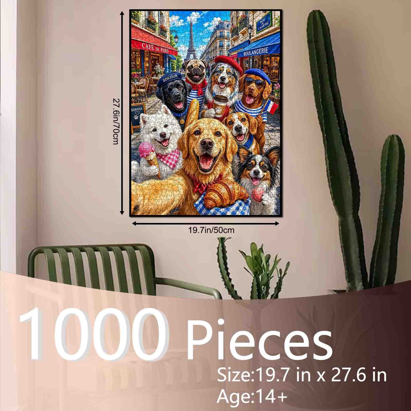 Paris Café Dog Friends Jigsaw Puzzle