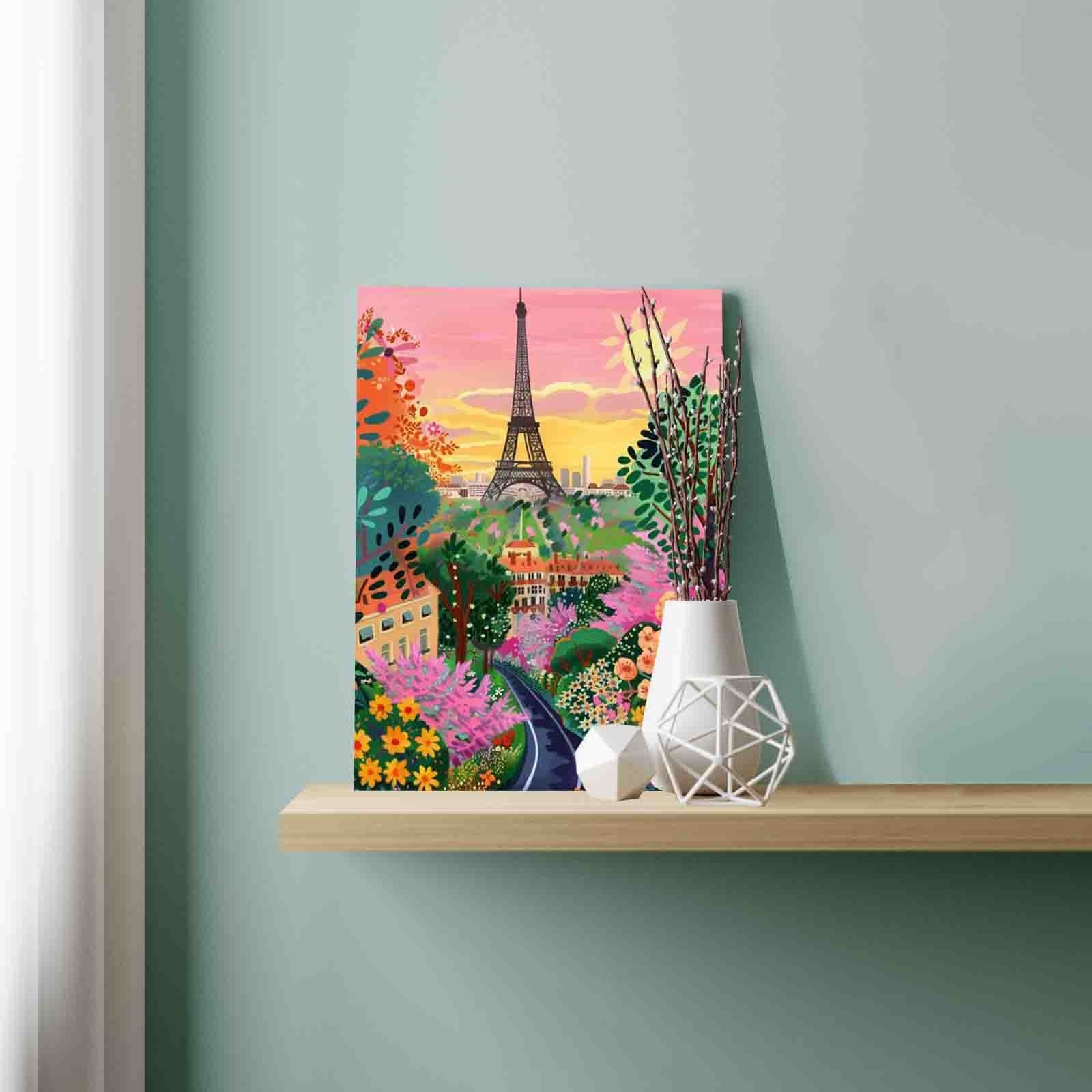 Paris Garden View with Eiffel Tower paint by numbers