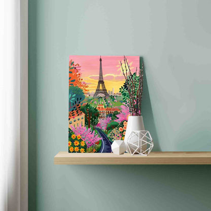 Paris Garden View with Eiffel Tower paint by numbers
