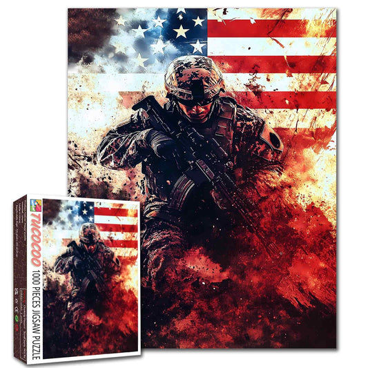 Patriotic Battlefield Soldier Jigsaw Puzzle