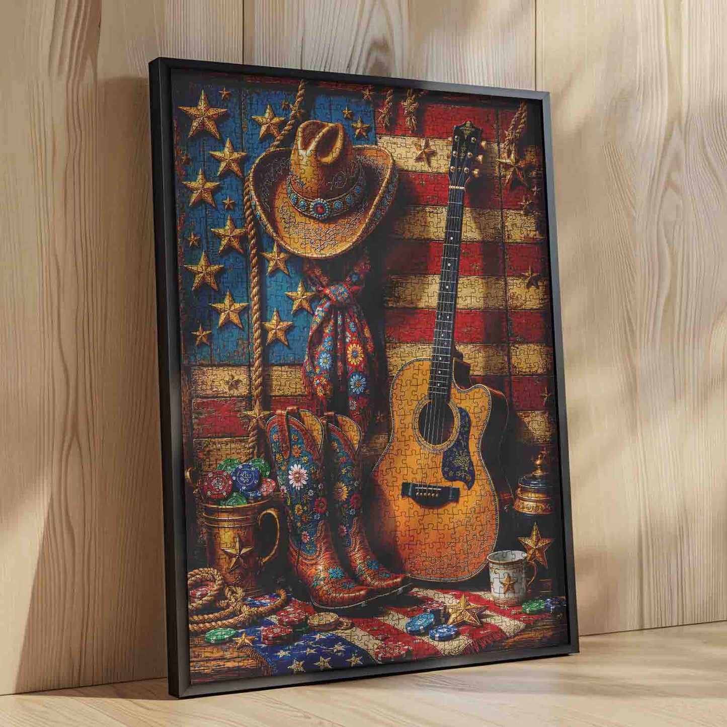 Patriotic Cowboy Guitar Jigsaw Puzzle