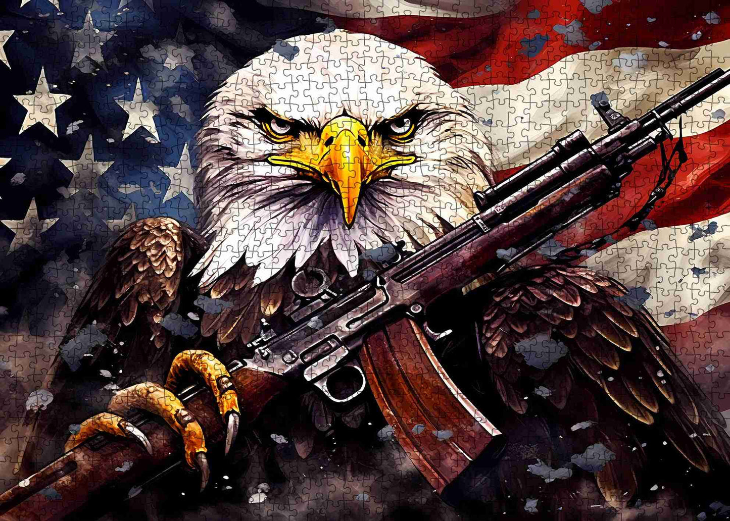 Patriotic Eagle Warrior Jigsaw Puzzle