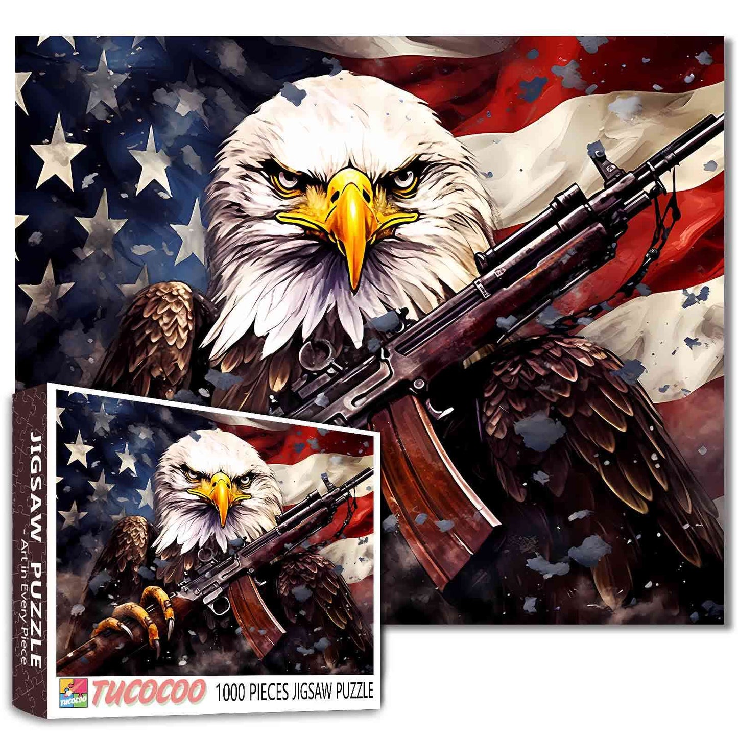Patriotic Eagle Warrior Jigsaw Puzzle