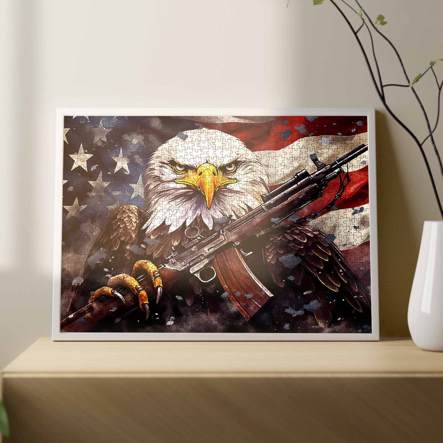 Patriotic Eagle Warrior Jigsaw Puzzle