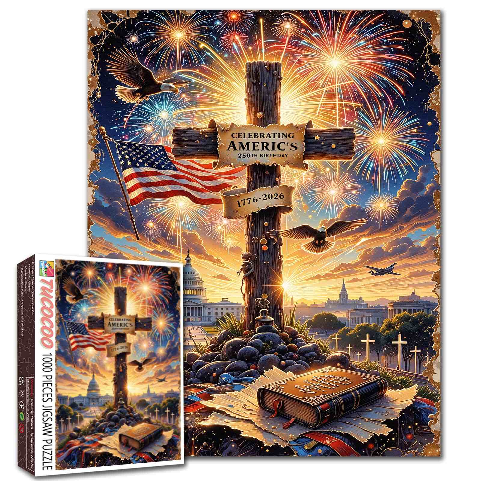 Patriotic Freedom Fireworks Tribute Jigsaw Puzzle