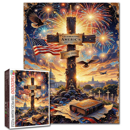 Patriotic Freedom Fireworks Tribute Jigsaw Puzzle