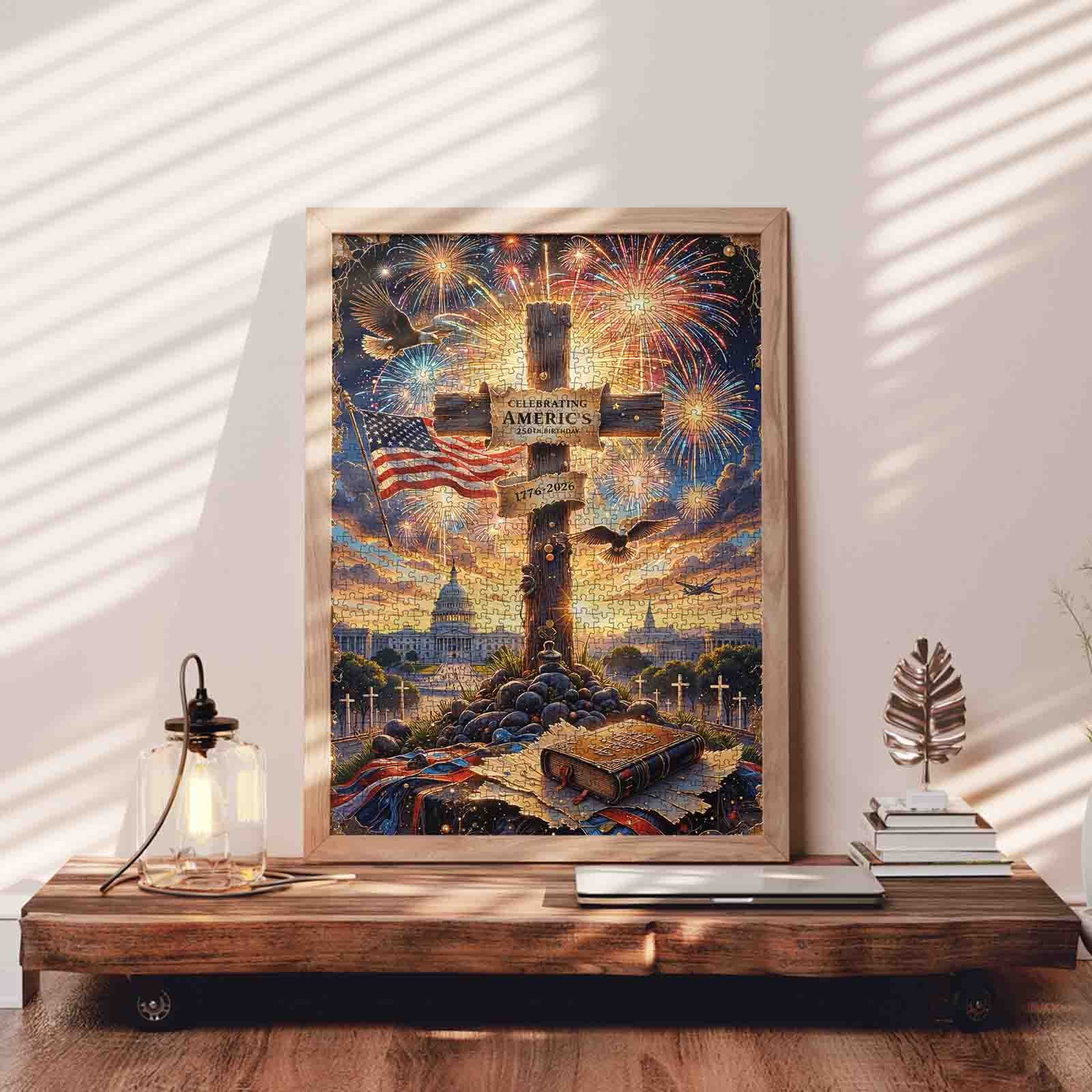Patriotic Freedom Fireworks Tribute Jigsaw Puzzle