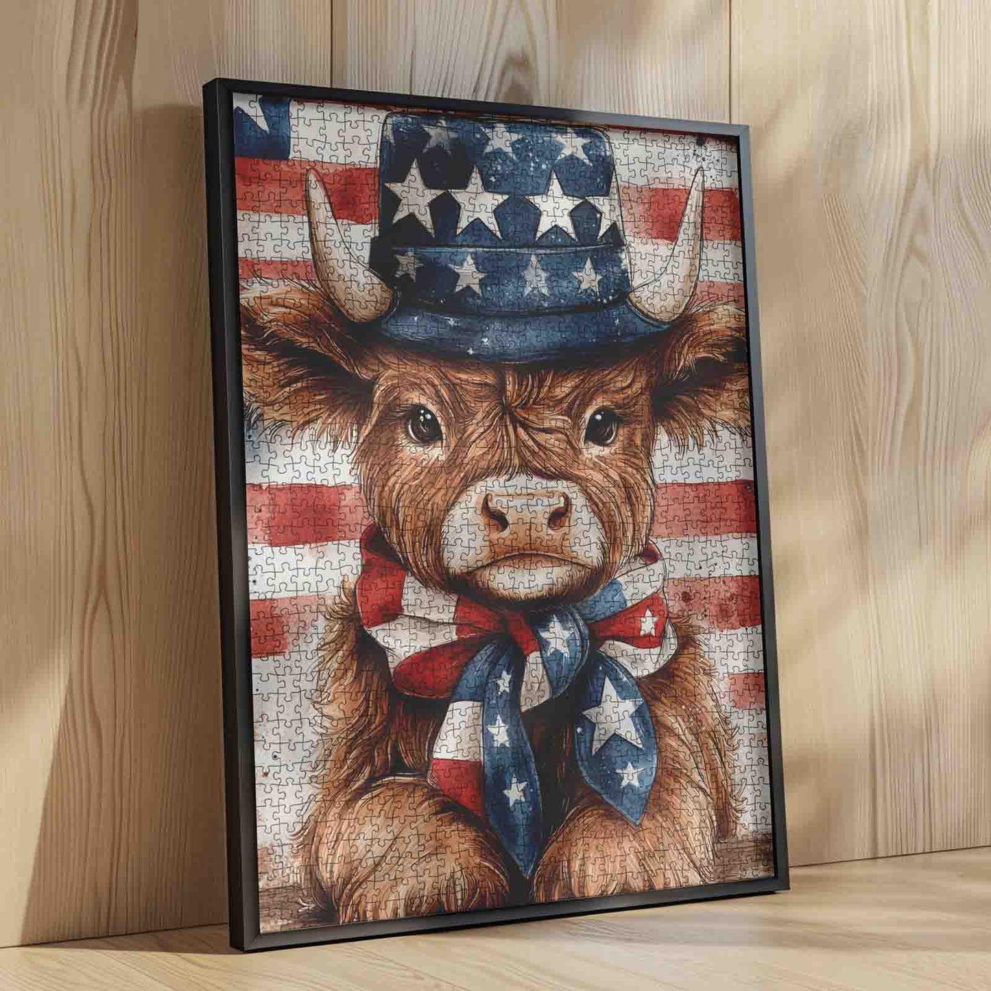 Patriotic Longhorn Portrait Jigsaw Puzzle