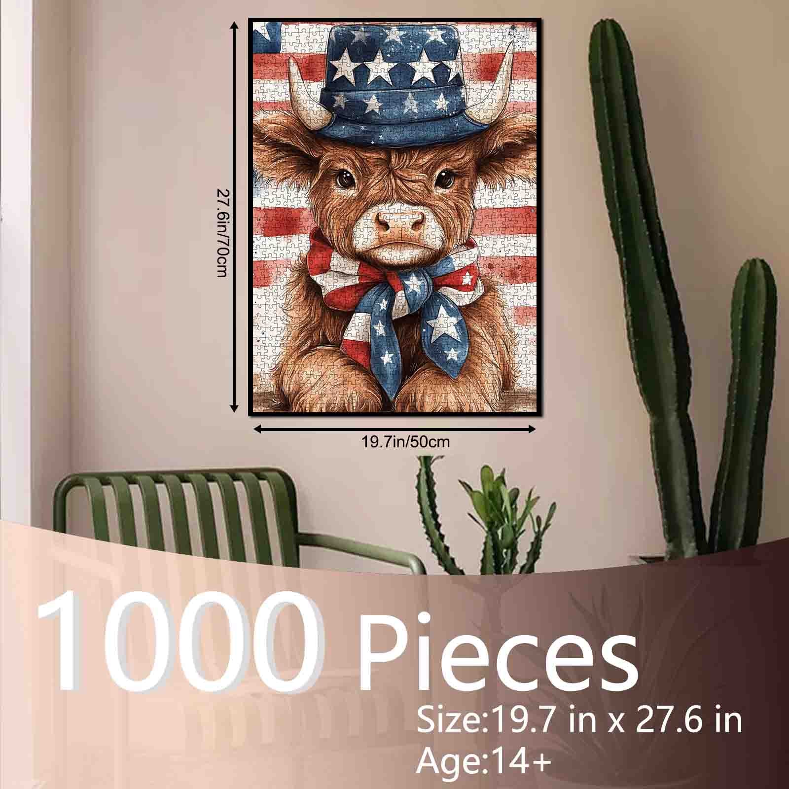 Patriotic Longhorn Portrait Jigsaw Puzzle