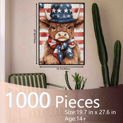 Patriotic Longhorn Portrait Jigsaw Puzzle