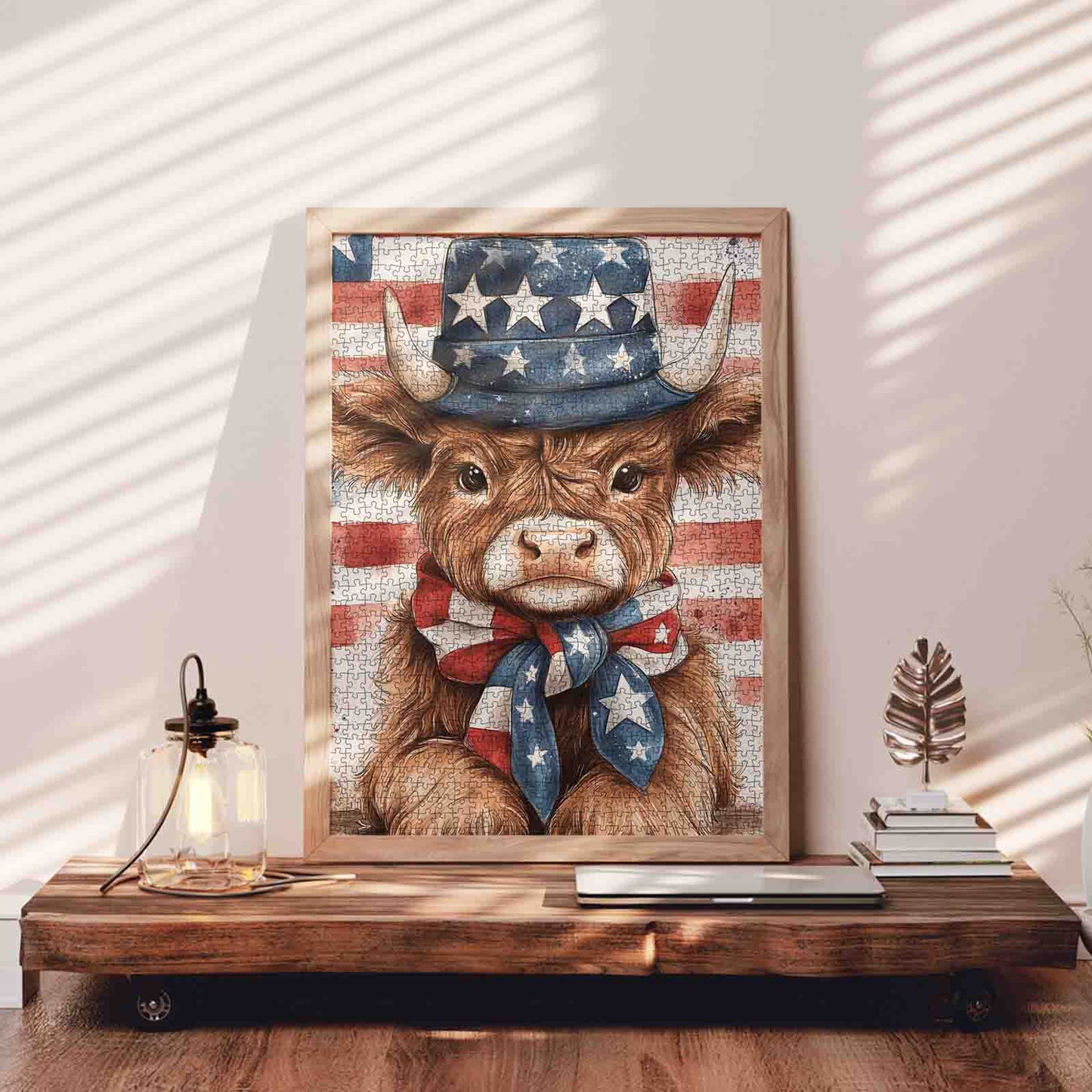 Patriotic Longhorn Portrait Jigsaw Puzzle