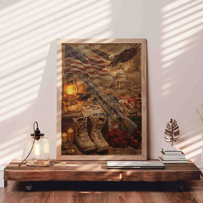 Patriotic Military Memorial American Flag Eagle Jigsaw Puzzle