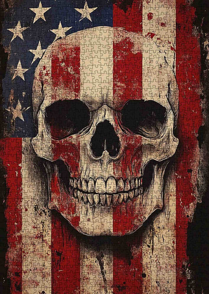 Patriotic Skull Flag Art Jigsaw Puzzle