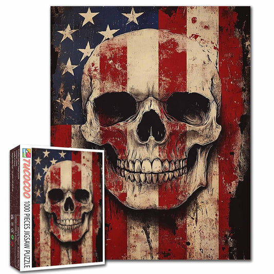 Patriotic Skull Flag Art Jigsaw Puzzle