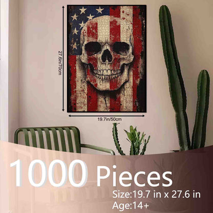 Patriotic Skull Flag Art Jigsaw Puzzle