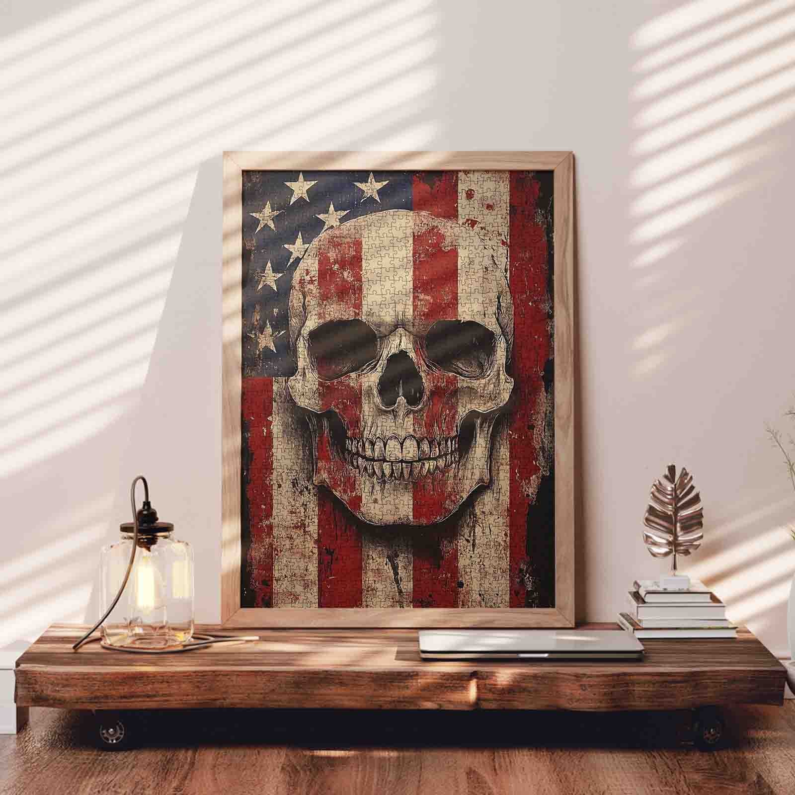 Patriotic Skull Flag Art Jigsaw Puzzle