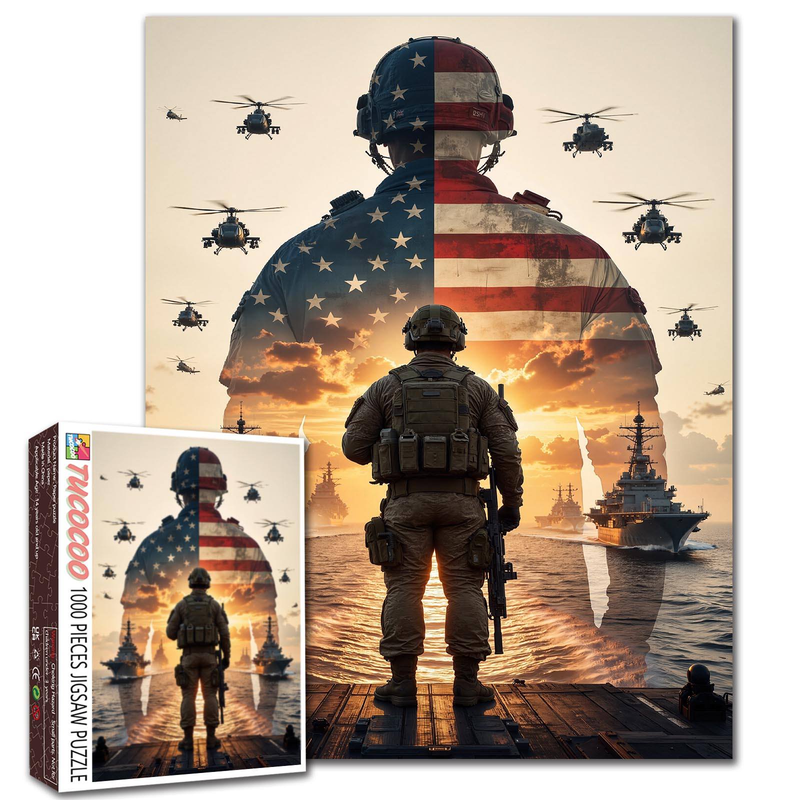Patriotic Soldier Reflection Battlefield Jigsaw Puzzle