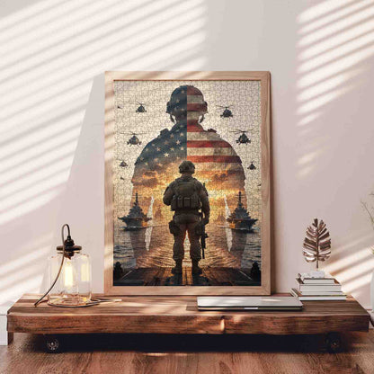 Patriotic Soldier Reflection Battlefield Jigsaw Puzzle