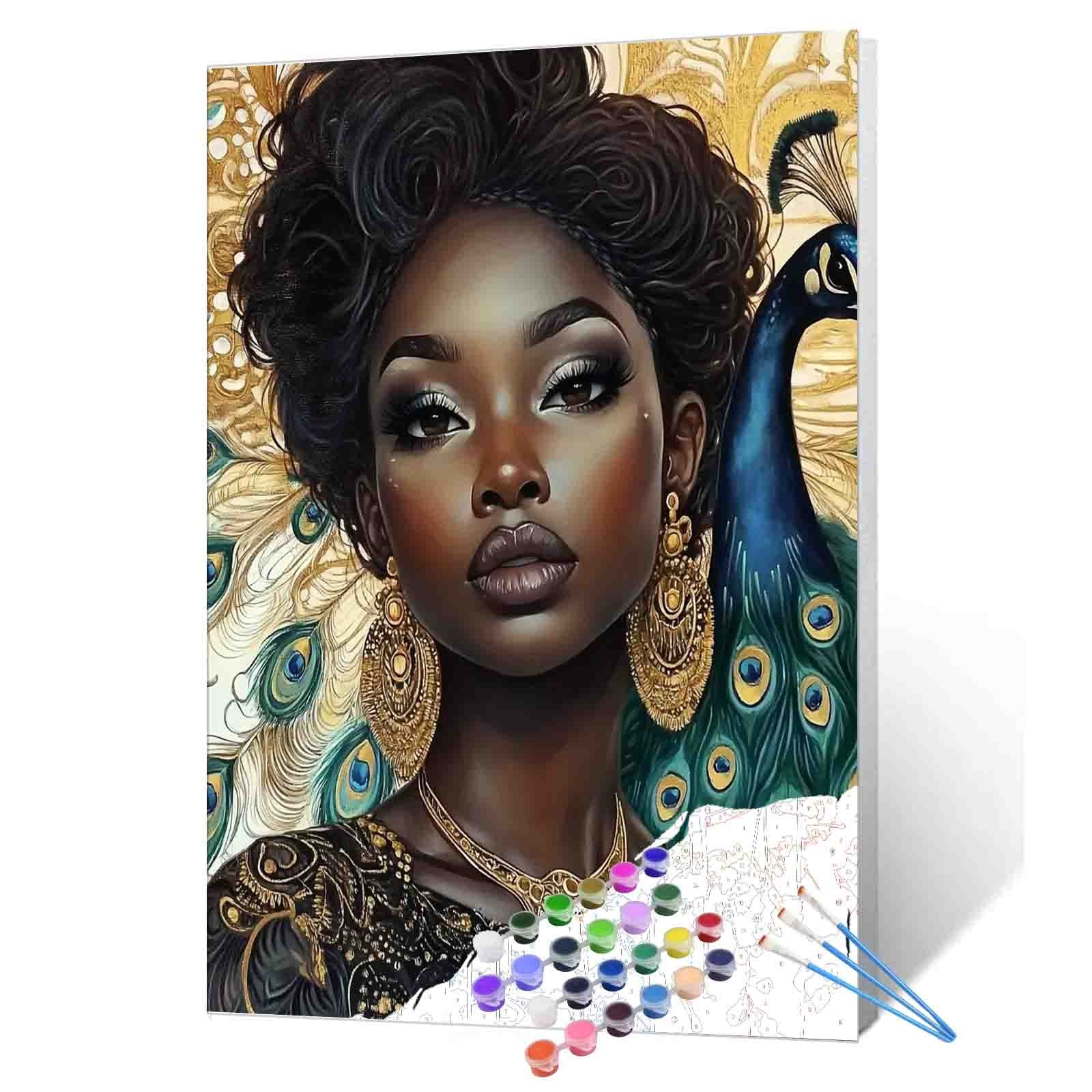 Peacock Queen in Gold Paint by Numbers