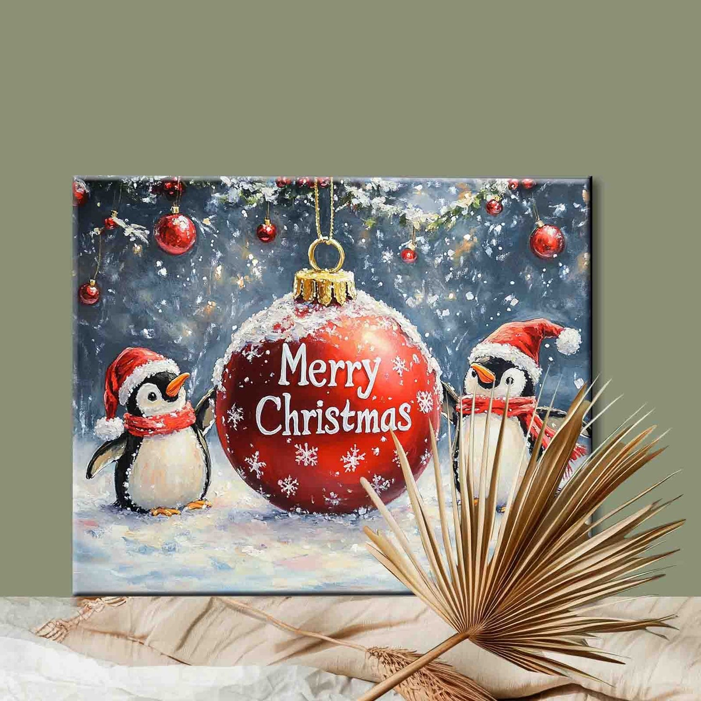 Penguins Celebrate Christmas Paint by Numbers