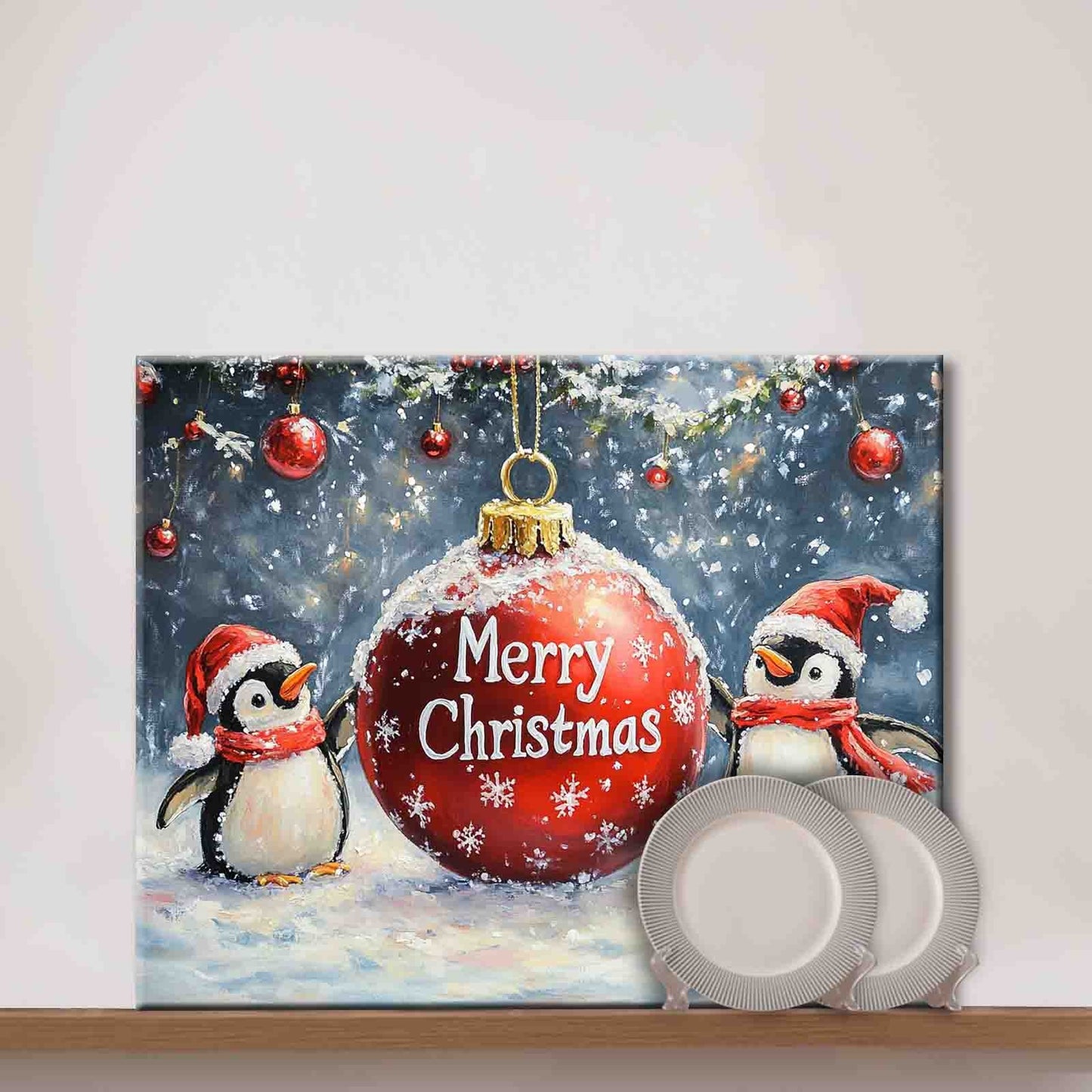 Penguins Celebrate Christmas Paint by Numbers