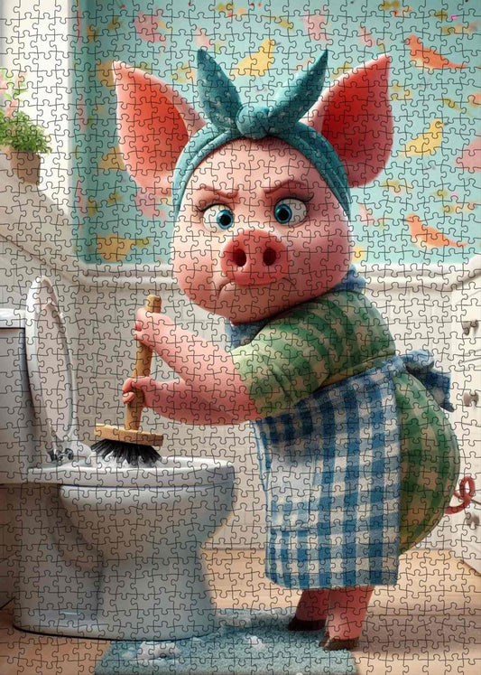 Piglet Bathroom Mischief Jigsaw Puzzle